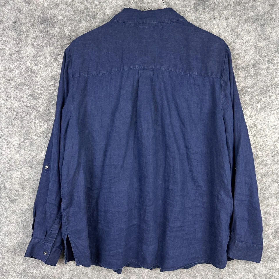 Charter Club Linen Shirt Mens 2XL Blue Long Sleeve Button Front Pockets Casual - Image 3 of 4
