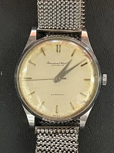IWC Schaffhausen Cal 852 Automatic Watch Mesh Strap Stainless Steel Mens Luxury