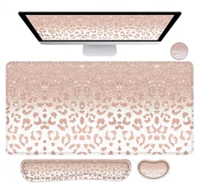 Desk Mat Mouse Pad With Wrist Rest 4 in 1 Large Ergonomic Keyboard Support Set