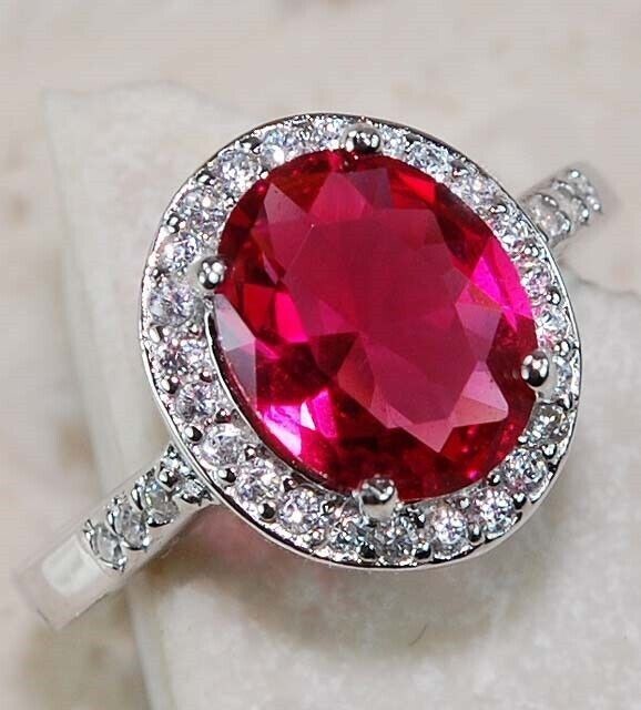 3CT Heat Treated Rubellite Tourmaline 925 Solid Sterling Silver Ring Sz 6 U2-6