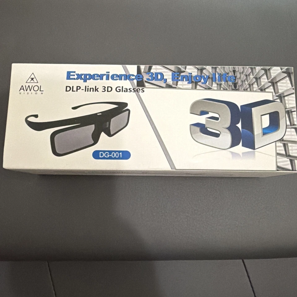 AWOL VISION DLP Link 3D Glasses Rechargeable Active Shutter Eyewear DG-001