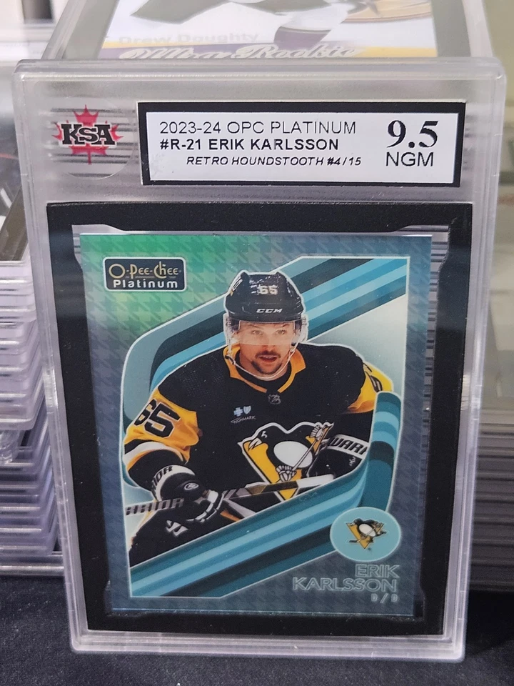 23-24 OPC Platinum Erik Karlsson Retro Houndstooth #/15 🔥KSA 9.5 Near Gem Mint  - Image 2 of 4