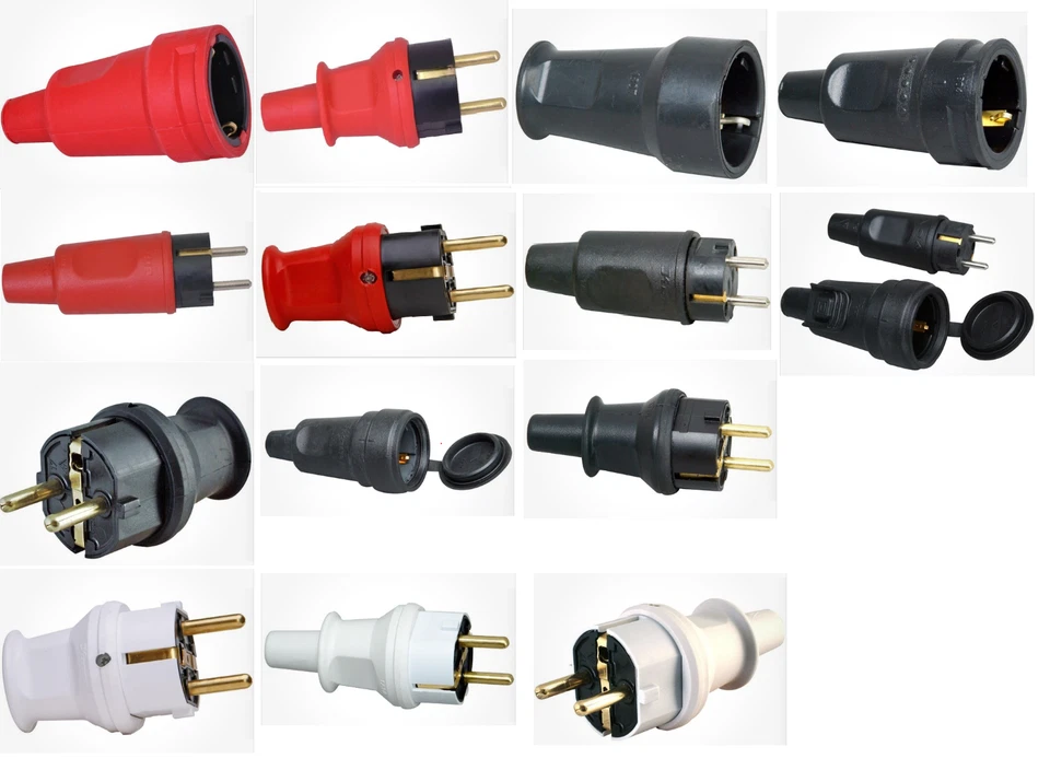 Kopp Schutzkontakt Kupplung / Stecker Gummi Vollgummi IP20 IP44