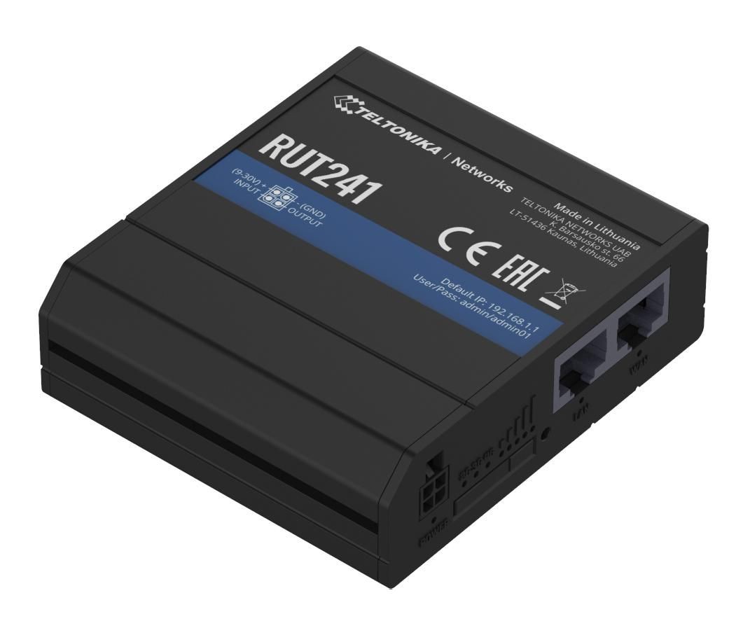 Teltonika Networks RUT241010000 4G LTE Router – Industrial, Gigabit Ethernet