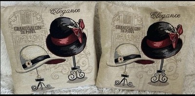 2 Hobby Lobby Pillow Covers Grand Salon Of Paris Art Deco Hats Elegance 16x16in