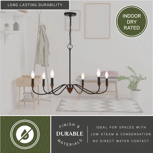 Vaxcel Lighting H0265 Annabelle 6 Light 30"W Taper Candle - Matte Black / - Picture 9 of 12