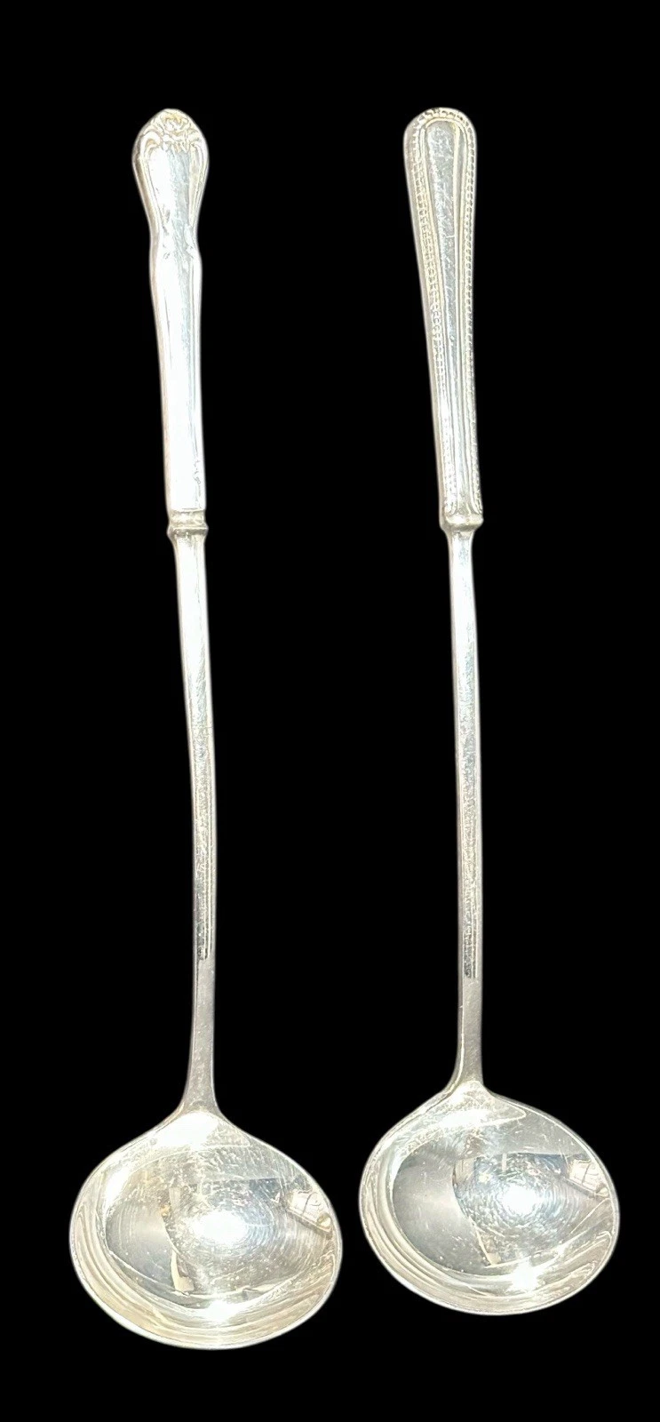 Pair Large Silver Plated Ladles for Punch Bowls or Soup Tureens (13") from INDIA