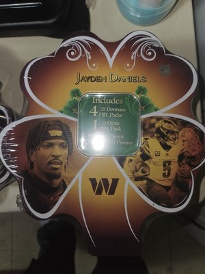 2025 Donruss Optic - Jayden Daniels Lucky Clover Tin 5 Packs Plus Promo Card  