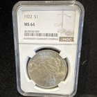 1922 Peace Dollar $1 Silver Coin NGC MS64 Philadelphia Uncirculated