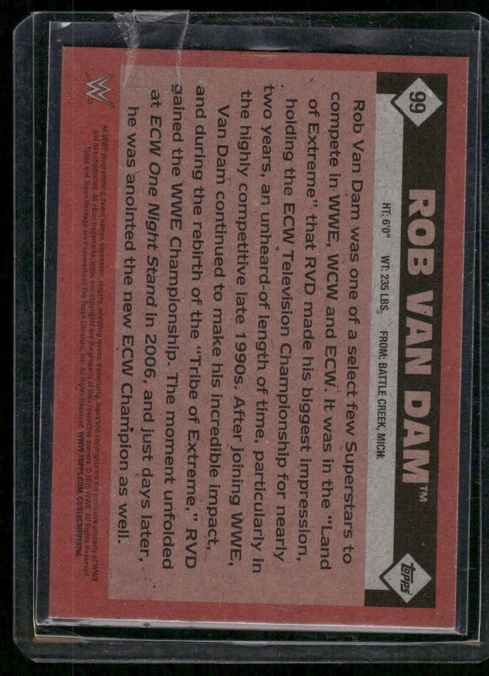 Rob Van Dam RVD 2016Topps Heritage WWE  In Person on Card Auto Autograph #99 - Image 2 of 2