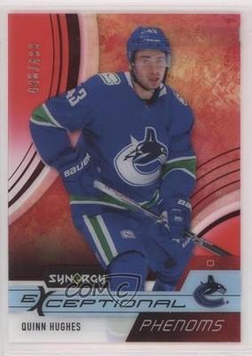 2021 Upper Deck Synergy Exceptional Phenoms Red 446/499 Quinn Hughes #EP-QH 08ee