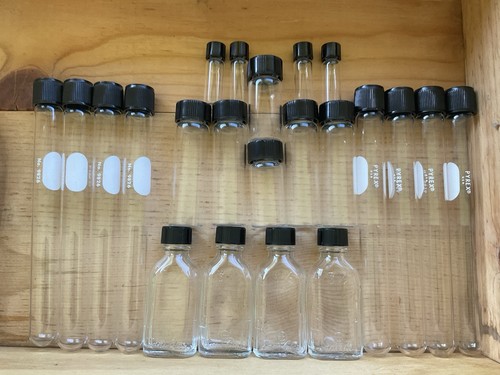 Vintage LOT Glass Pyrex Sani Glass test tubes vials Science chemistry Laboratory