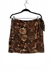 Vintage Y2K Brown Floral Wrap Skirt with Side Tie