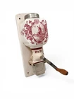 Pe-De. Wall Coffee Grinder, Delft-style Windmill Ceramic, Red & White