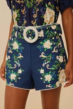 NEW WITH TAGS  FARM Rio Navy Flower Tapestry Shorts in Size 29