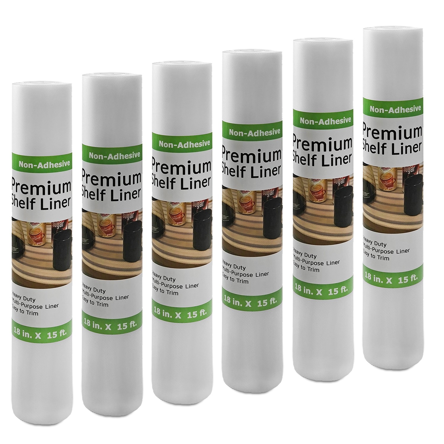 Clevr Premium 18 in. x 15 ft. Non-Adhesive Shelf Liner, Clear (6 Rolls)