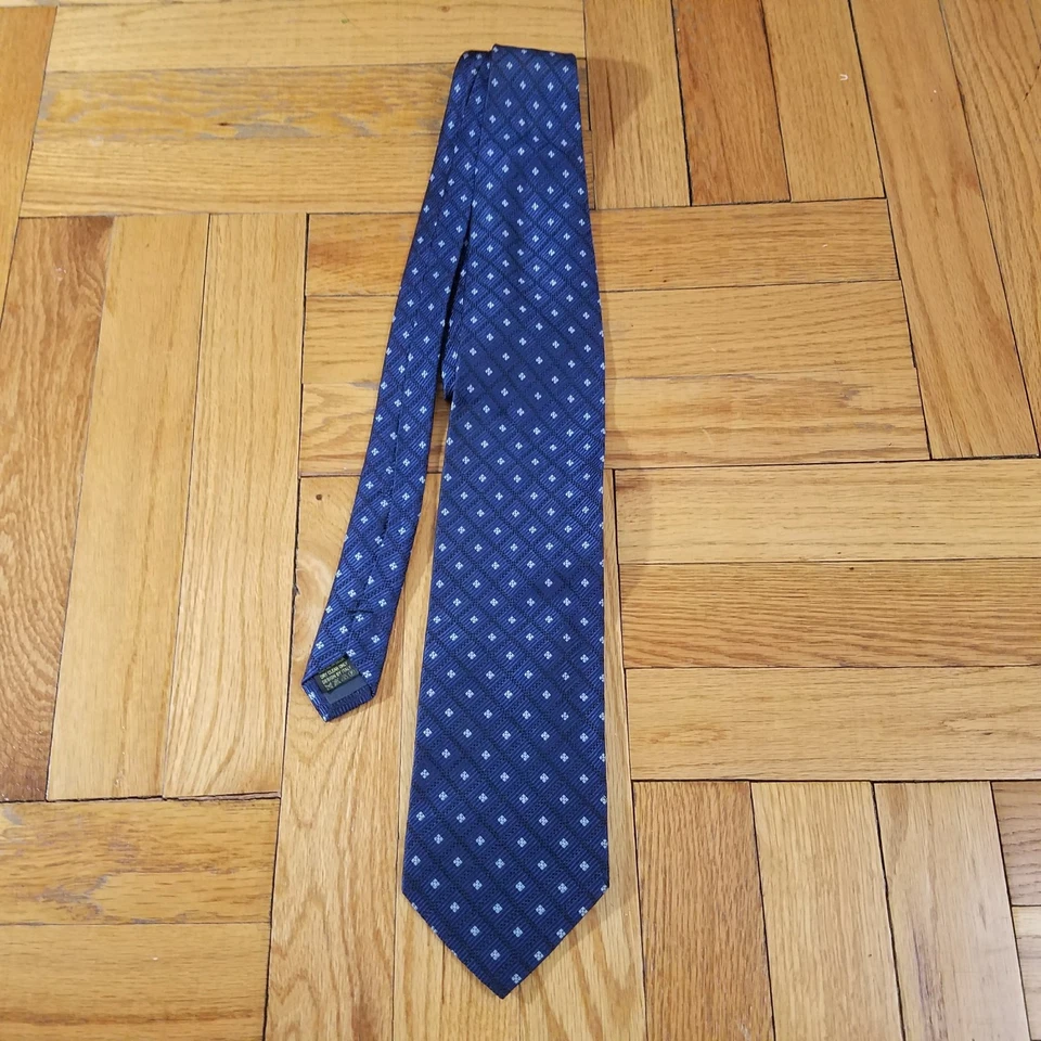 Corbata cuadrada geométrica azul FARENTINO FERRE 100 % seda para hombre hecha a mano en Italia Foto 4 de 4