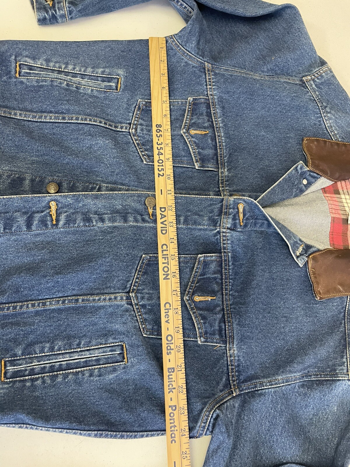 Vintage 90's Marlboro Country Store Leather Collar Denim Jacket Large