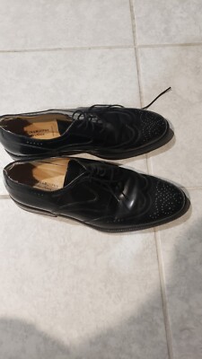 Johnston & Murphy Wingtip Shoes Black Leather 10 M Sheepskin  display picture 2