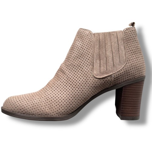 Dr. Scholl's Putty Ankle Booties Perforated Suede Heeled Boots Comfort Size 11M - Picture 8 of 14