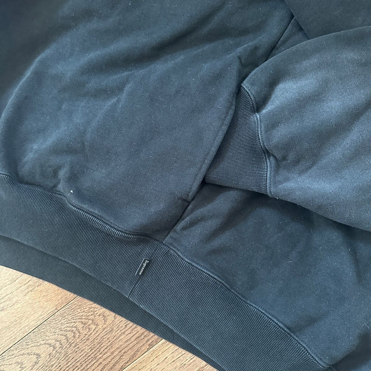 Authentic Supreme Denim Collar Half Zip Sweatshirt Black Authentic Supreme Denim Collar Half Zip Sweatshirt Black