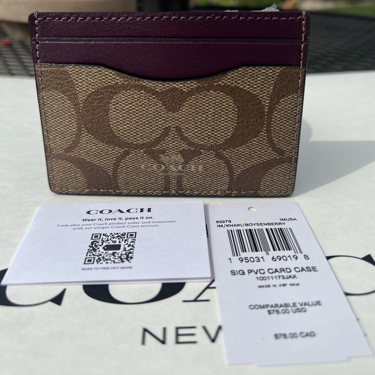 カードケース・名刺入れ COACH Signature PVC Card Case 63279 Coach Signature Coated Canvas Leather Credit Card Case 63279