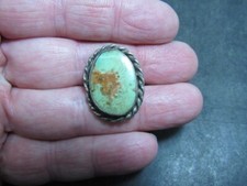 Sterling Silver Native American Oval Green Turquoise Ring Size 5 3/4