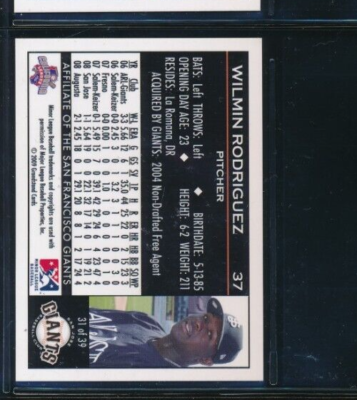 2009 Grandstand #37 Wilmin Rodriguez San Jose Giants Signed