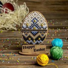 DIY Bead Embroidery Kit on Wood Easter Decoration Beadwork Beaded Craft Art Set