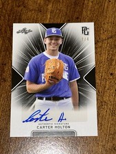 CARTER HOLTON 2020 Leaf Perfect Game GAMEDAY BLACK AUTOGRAPH #1/4 VANDY, BRAVES