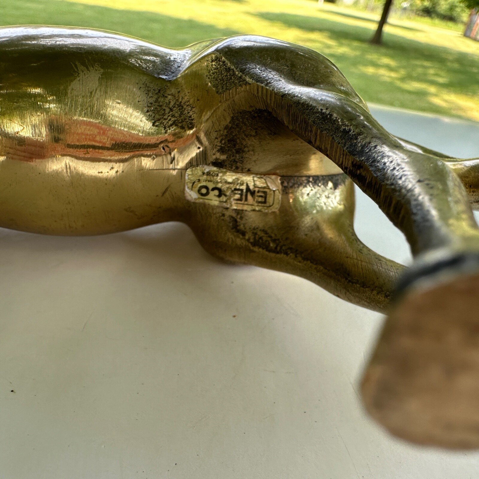 Vintage Solid Brass Enesco Grazing Feeding Horse Statue Figurine 9.5 x 5.25