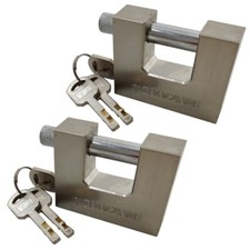 2 PACK Shutter Lock Sliding Shackle Container Padlock 3 Keys High Security 70mm