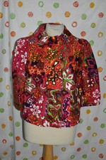 Etcetera Women`s 8 Flower Popart 3/4 Sleeve Red Multi Color Jacket Bold Nwt $285