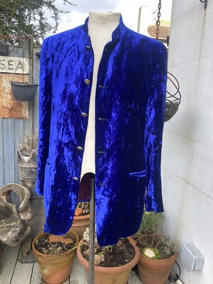 WILLSON TAILLIERT GR 38 '' VINTAGE KOBALTBLAU CRUSHED SAMT BLAZER NEU ROMANTISCH