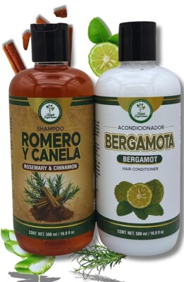 Shampoo Romero, Sábila & Canela + Acondicionador de Bergamota   16.9 fl oz each