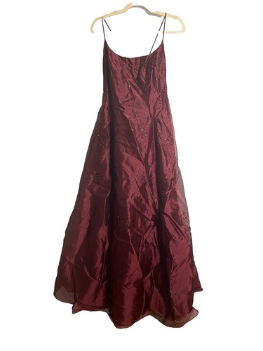 betsy and adam lace overlay dress NWT $218 Betsy & Adam Short Sleeve Lace Overlay Tulle A Line Dress Red Nude 4