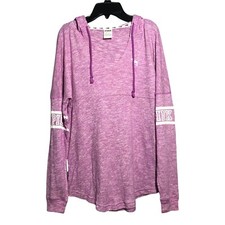 Victoria Secret Pink Hoodie Jacket Women Size XS Pullover Logo Dog Hood Fleece