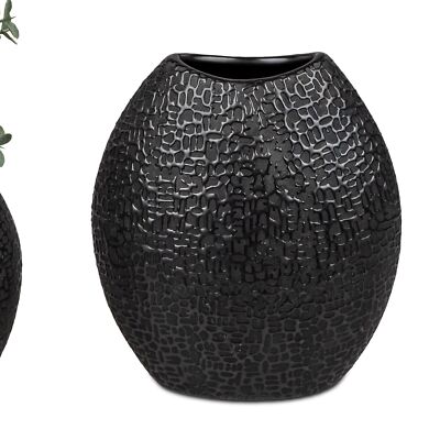 Deko Vase MODERN BLACK oval H. 20cm matt schwarz Keramik Formano
