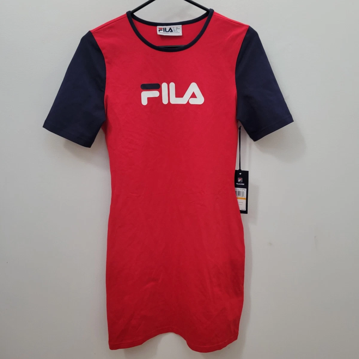 Fila Womens Roslyn Dress Spell Out Short Sleeve S Small RED New
