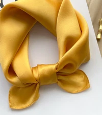100% Mulberry Silk 21'' Small Scarf Women Neckerchief Wrap Vintage Pure Color