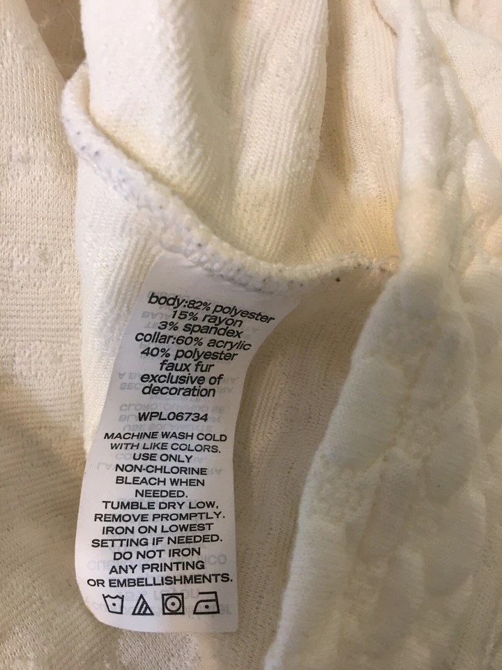 Vestido náutico niña talla LG. Cuello de piel sintética 12-14 color crema. Foto 4 de 4