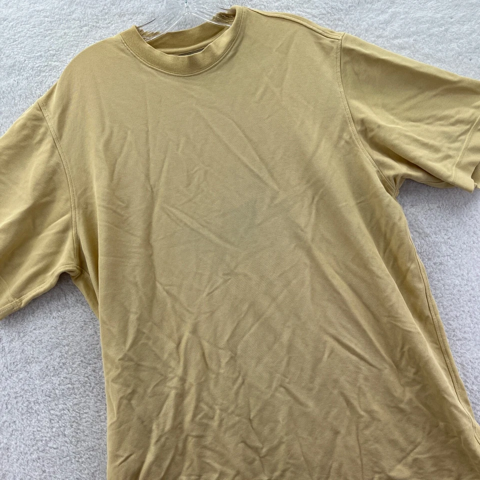 Camisa Axist Para Hombres Grande Alta LT Amarilla Manga Corta Rayón Mezcla Algodón Top Sólido Foto 3 de 4