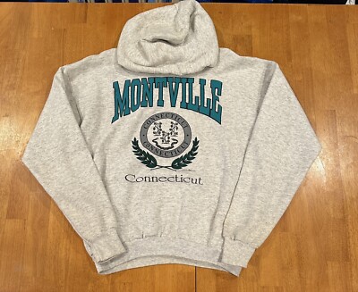 Vintage Montville Connecticut Hoodie Sweatshirt Large Ohiopyle 90s 1992
