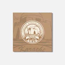 Karachi Pakistan Grunge Travel 4'' X 4'' Square Wooden Coaster