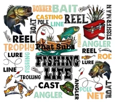 20oz Sublimation Tumbler Wrap Fishing Life Ready To Press Heat Transfer