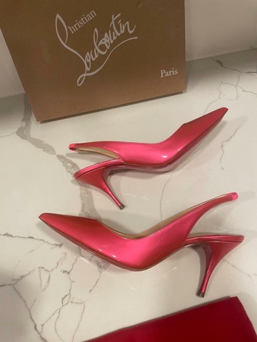 Christian Louboutin CLARE SLING 80 Patent Sandals Heels Shoes Florida $695 - Picture 9 of 12