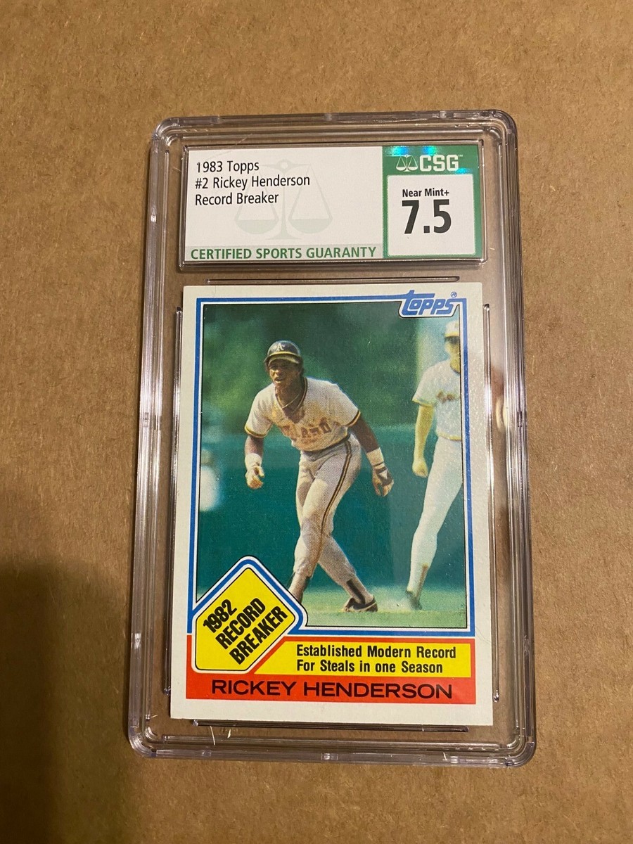 1983 Topps Rickey Henderson RB Baseball Card #2, CSG Graded: Near Mint + 7.5