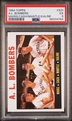 1964 Topps A.L. Bombers #331 PSA 5 EX - Mantle, Maris, Kaline, Cash (CSC047424)