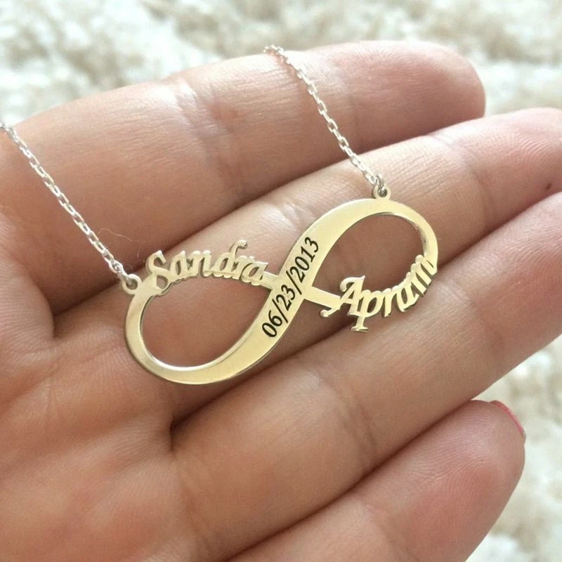 Infinity nameplate necklace deals