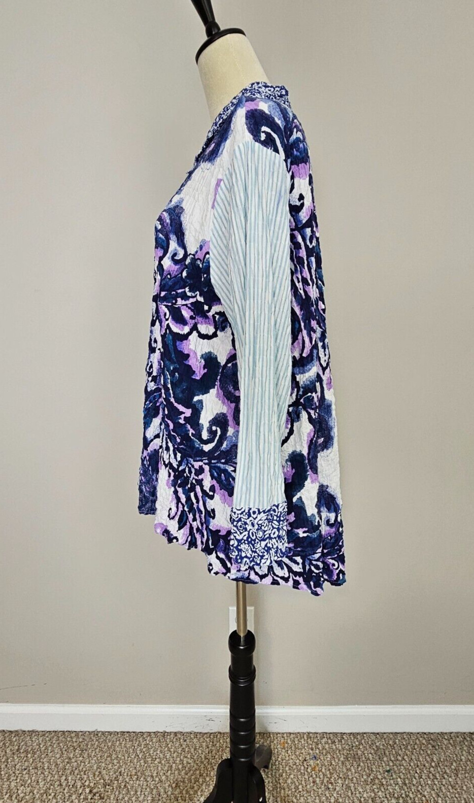 Habitat Patchwork Crinkle Cotton Button Up Shirt … - image 3